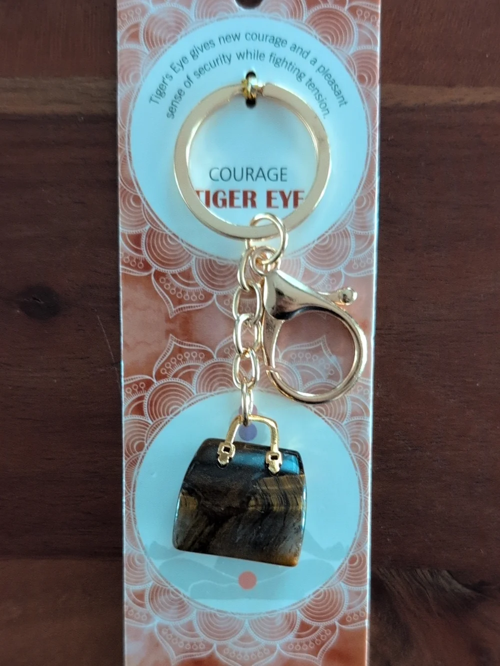 Gold Tiger Eye Bag Charm Keychain